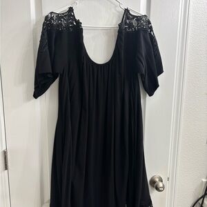 Cato Black Lace Detail Off the Shoulder Dress